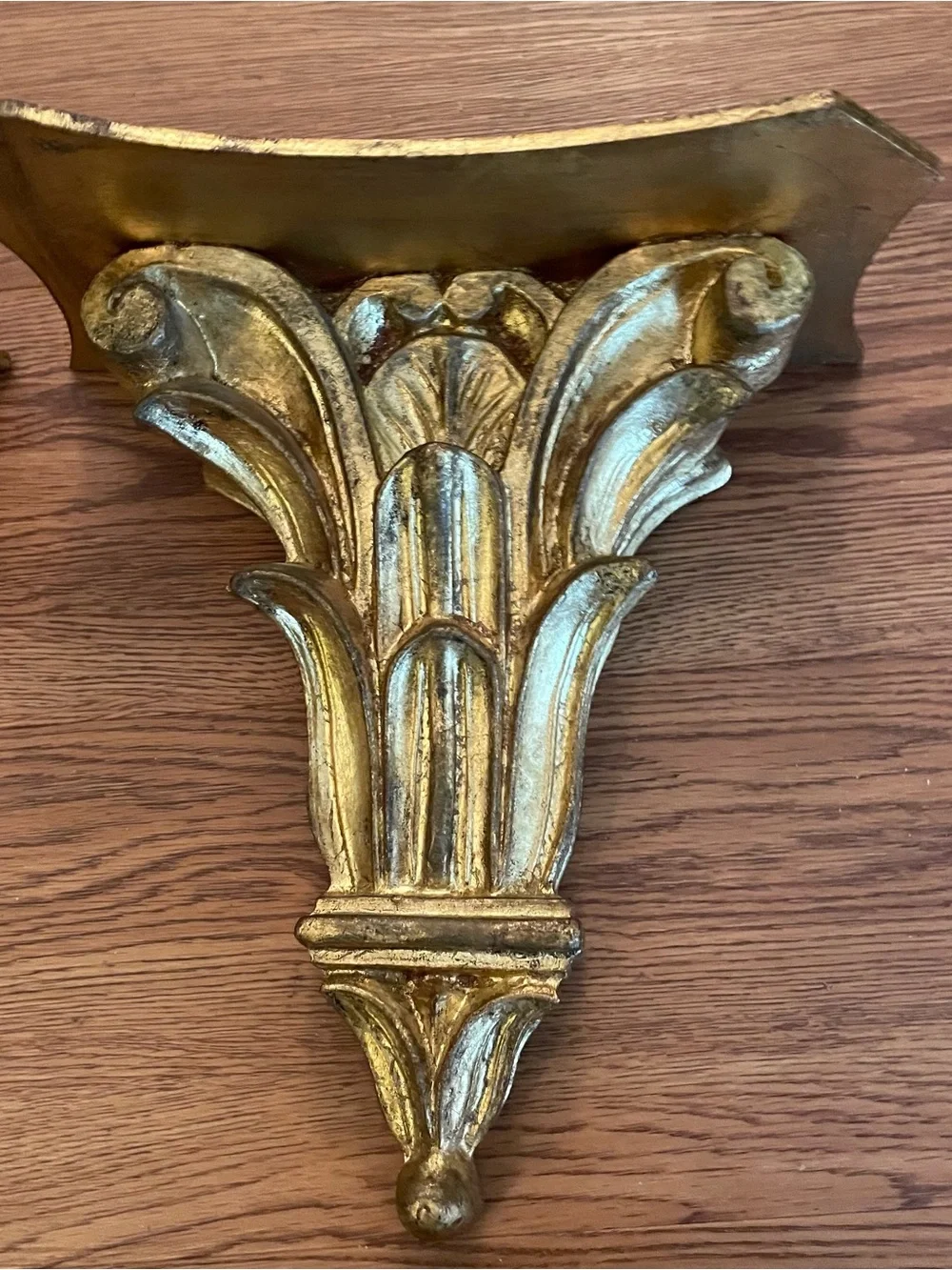 Pair Vntg Gilt Wood Acanthus Leaf Wall Brackets Made In Italy Decorative Crafts